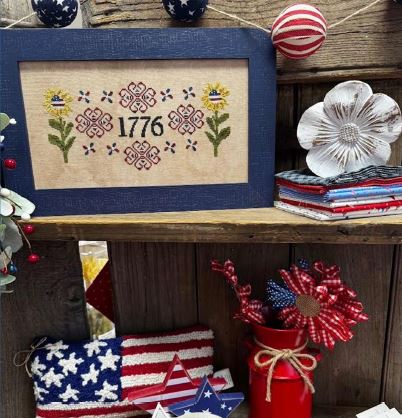 Patriotic Sunflowers Cross Stitch Pattern Print